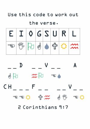 Cheerful Giver - Bible Verse Code (2 Corinthians 9 vs 7) smaller
